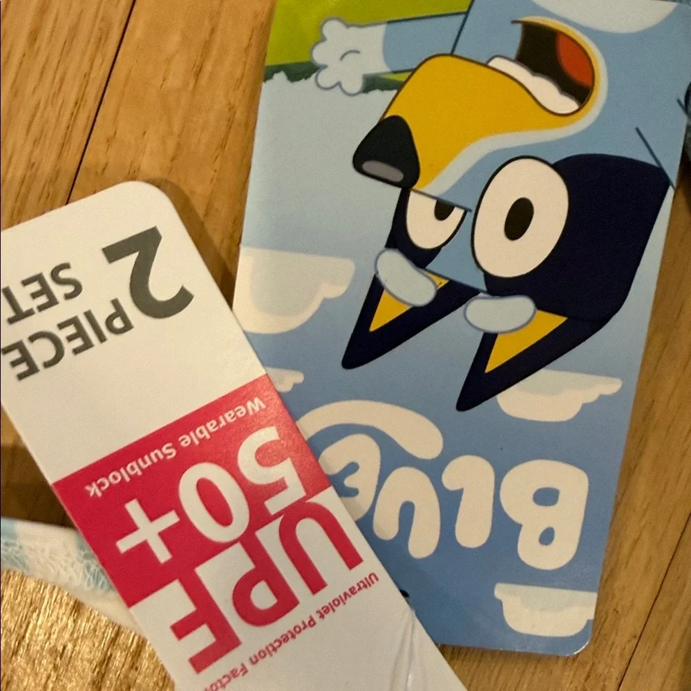 Bluey Hooded Beach Cloth Coverup & Floral Swimsuit Set - Light Blue & Multicolor - Picture 4 of 12